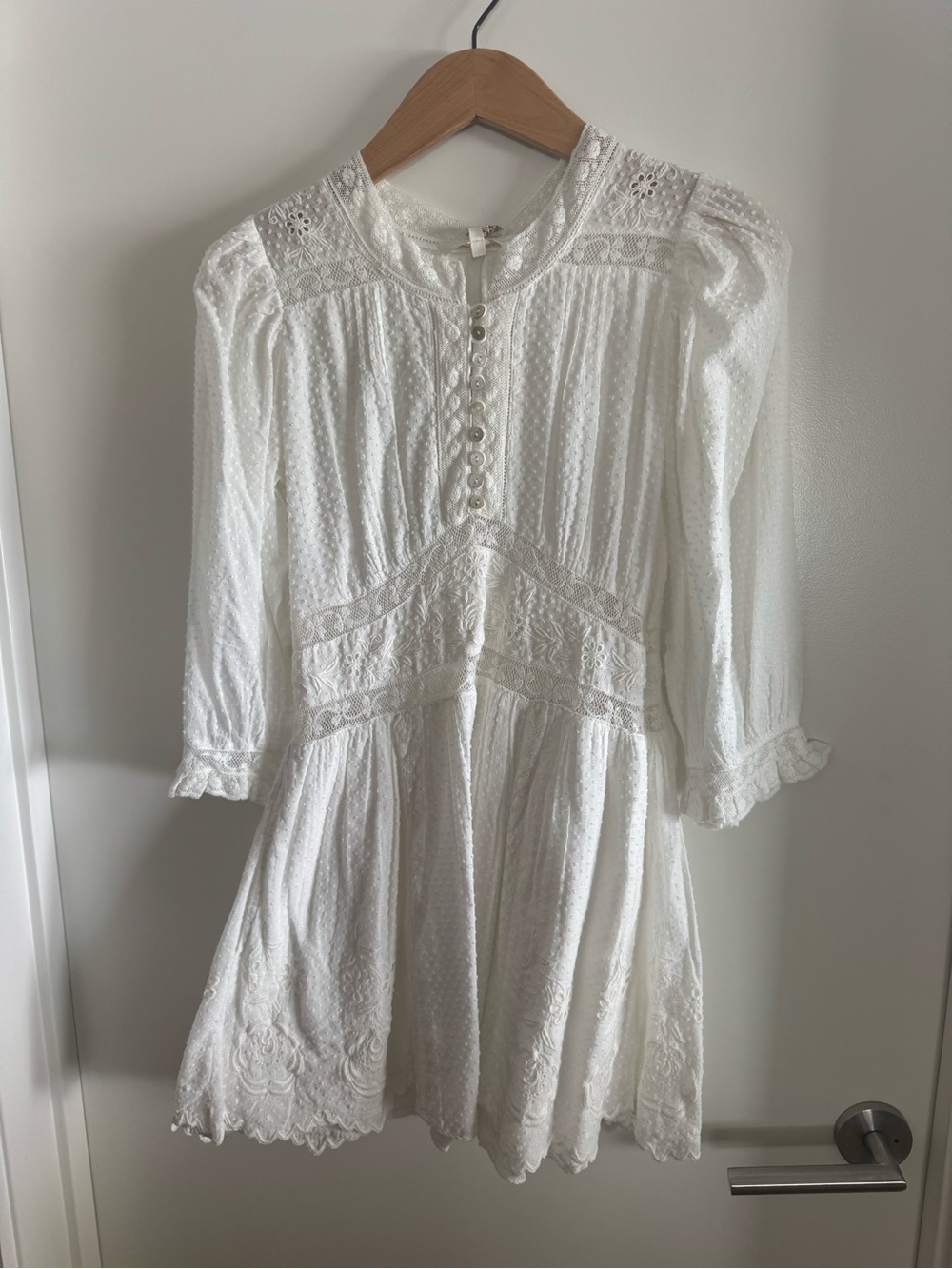 LoveShackFancy White Eyelet Lace Mini Dress